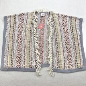 NWT Cabi 5001 Love Carol XS/S Boho Fringe Siesta Knit Poncho Sweater Cardigan
